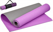 Коврик для йоги и фитнеса Bradex SF 0691, 183*61*0,6 см, двухслойный фиолетовый/серый с чехлом